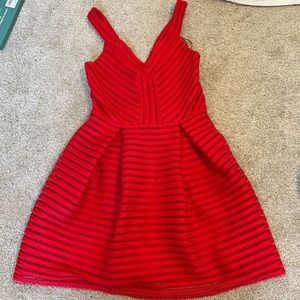 Red peplum midi dress